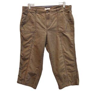 Coldwater Creek Capri Womens 16 Brown rip stop waist side tab Natural Fit Casual